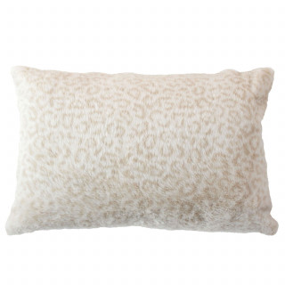 Coussin déhoussable effet fourrure léopard LEO - 40 x 60 cm - Ecru