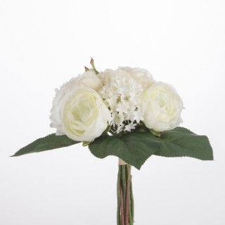 Bouquet de fleurs artificielles blanches - H. 30 cm