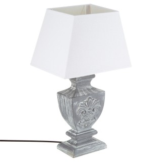 Lampe Patine en bois - H. 50 cm. - Gris