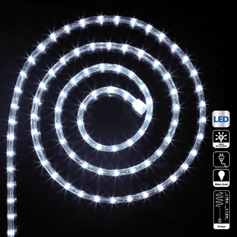 Guirlande tube LED d'extérieur - 18 m. - Blanc froid