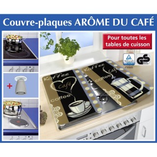 2 Couvre-plaques universel Arome du café - 52 x 30 cm - Multicolore