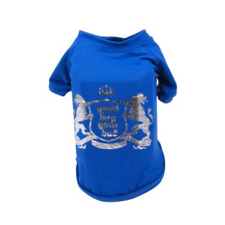 T-shirt pour chien Dessin argenté - Taille L - Bleu