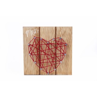 Tableau motif cœur - 10 x 10 cm - Rouge