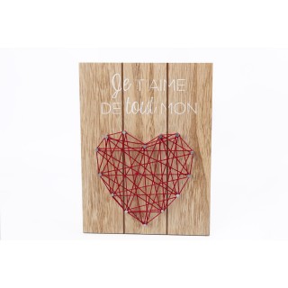 Tableau motif cœur - 20 x 15 cm - Rouge