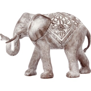Statue Eléphant en résine - H. 30 cm - Marron effet blanchi
