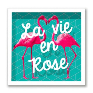 Cadre imprimé flamands roses Double - 30 x 30 cm - La vie en rose