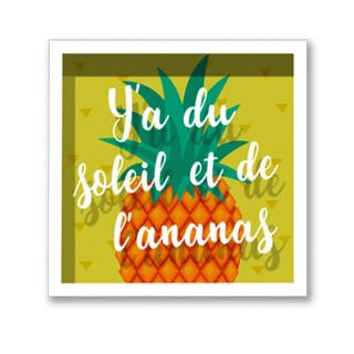 Cadre imprimé ananas Double - 30 x 30 cm - Soleil et Ananas