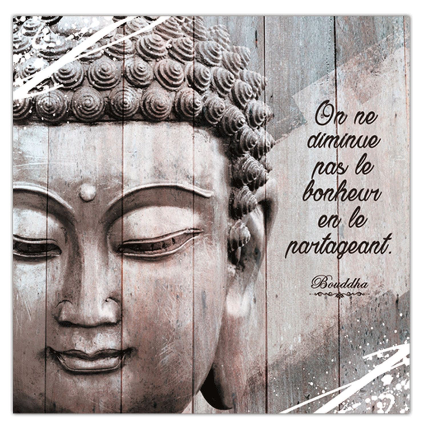 Cadre Bouddha 40 X 40 Cm Le Bonheur En Le Partageant Toilinux