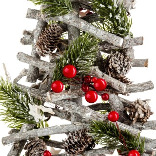 Sapin de Noël avec pieds en branches - 23 x 60 cm - Vert