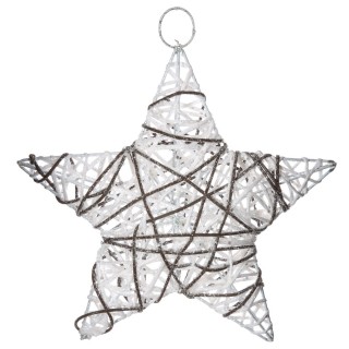 Etoile de Noël pailletée à suspendre - Diam. 25 cm - Blanc