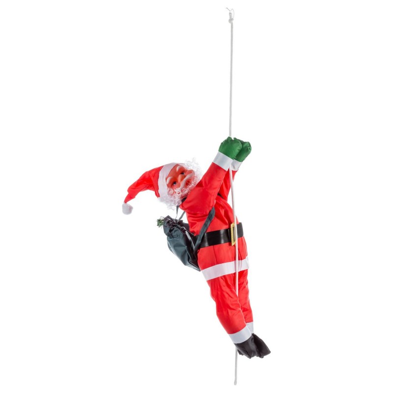 Père Noël grimpeur - H. 60 cm - Rouge et noir