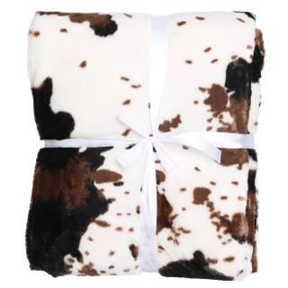 Plaid Vache - 130 x 160 cm - Blanc et marron
