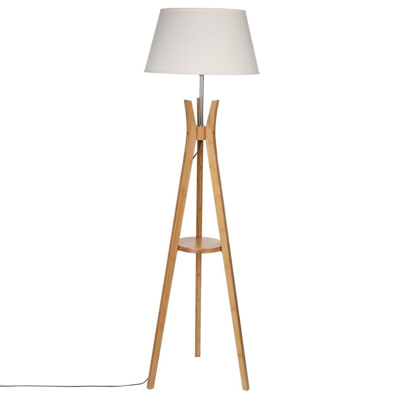 Lampadaire trépied en bambou avec tablette H. 156 cm Lampadaire avec Tablette 160cm Naturel | Lampadaire design