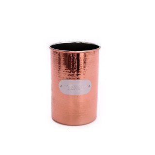 Pot à ustensiles en Inox martelé - H. 17,5 cm - Couleur cuivrée