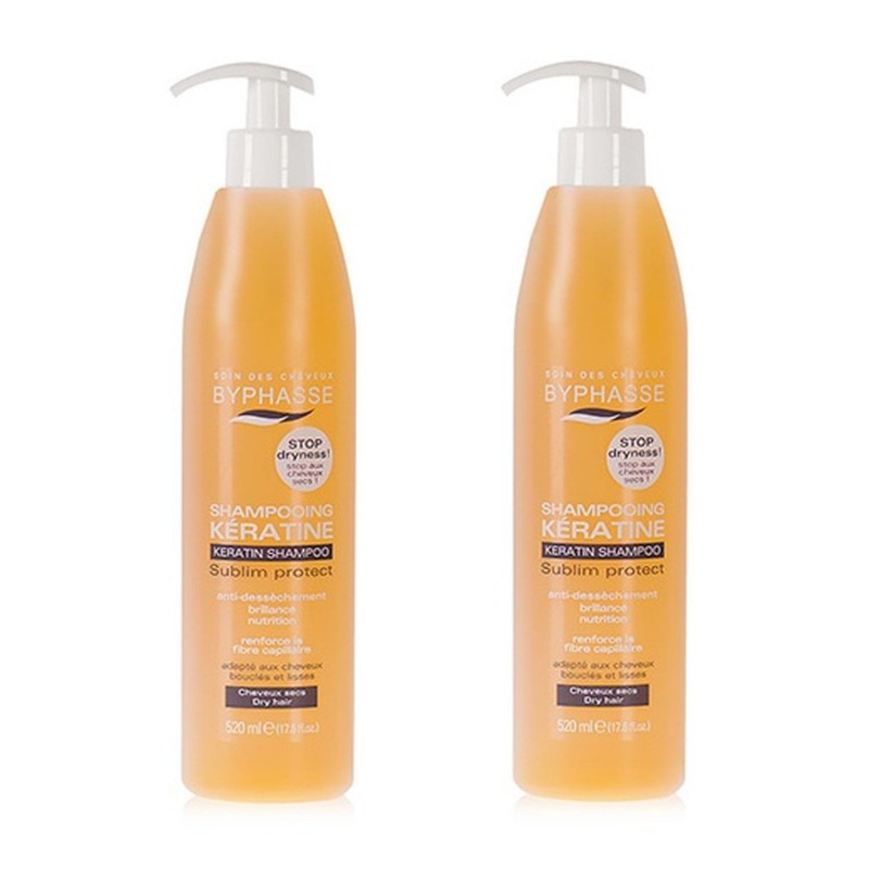 Lot de 2 - Shampooing Kératine Liquide - Cheveux Secs - 520 ml