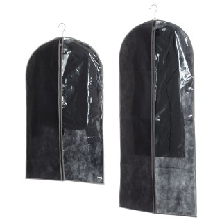 2 Housses pour costume - 135 x 60 et 100 x 60 cm - Noir et taupe