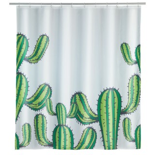 Rideau de douche Cactus - Polyester - 180 x 200 cm - Blanc