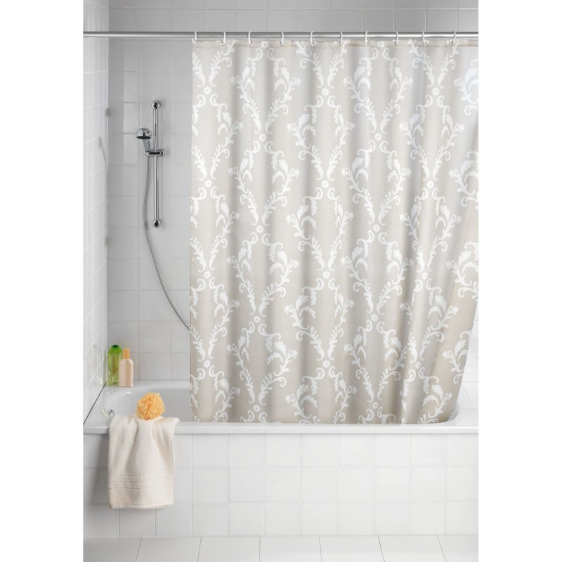 Rideau de douche anti-moisissure Baroque - Polyester - 180 x 200 cm - Gris