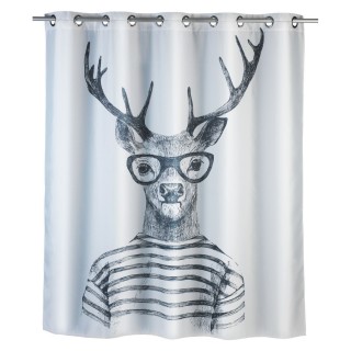 Rideau de douche anti-moisissure Cerf - Polyester - 180 x 200 cm - Gris