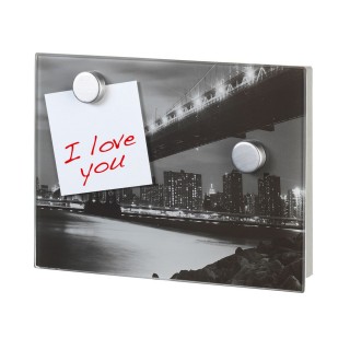 Boîte à clés magnétique Manhattan Bridge - 20 x 15 cm - Noir et blanc