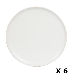 6 Assiettes plates en faïence Togo - Diam. 26 cm - Blanc