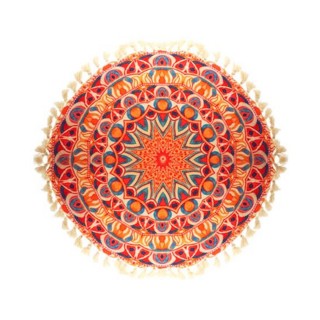 Coussin rond Mandala - Diam. 45 cm - Orange
