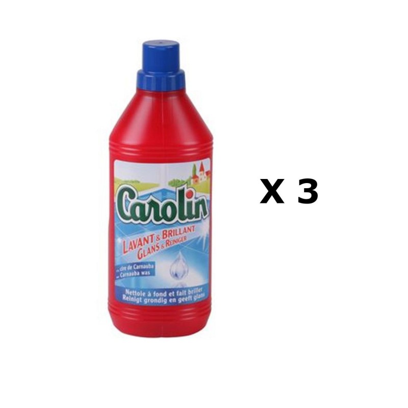 Lot de 3 - Nettoyant sols Brillance - 1 L - Cire de Carnauba