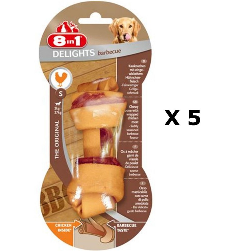 Lot de 5 - Os barbecue à mâcher Delights - Viande de Poulet - Taille S