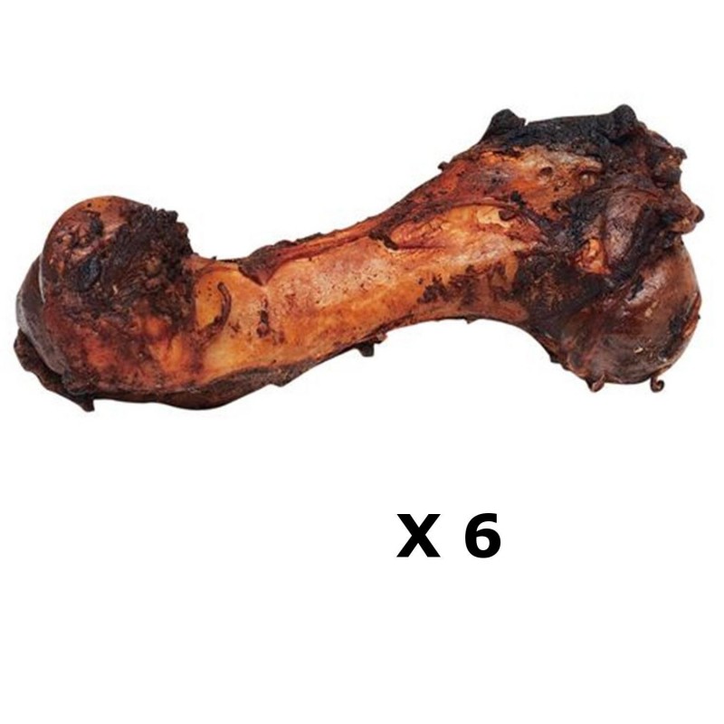 Lot de 6 - Femur à mâcher - 100% pur porc fumé