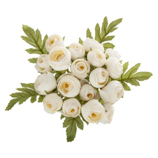 Bouquet artificiel de 18 Camélia - H. 30 cm - Blanc