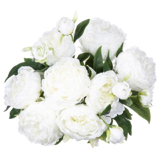 Bouquet artificiel de 13 Pivoines - H. 50 cm - Blanc
