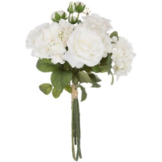 Bouquet artificiel de 18 Fleurs - H. 50 cm - Blanc