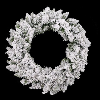 Couronne de Noël avec Flocons Blooming - Diam. 40 cm - Blanc
