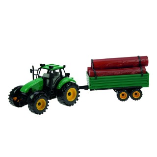 JOUET TRACTEUR ET REMORQUE A RETROFRICTION 28 CM AVANCE TOUT SEUL