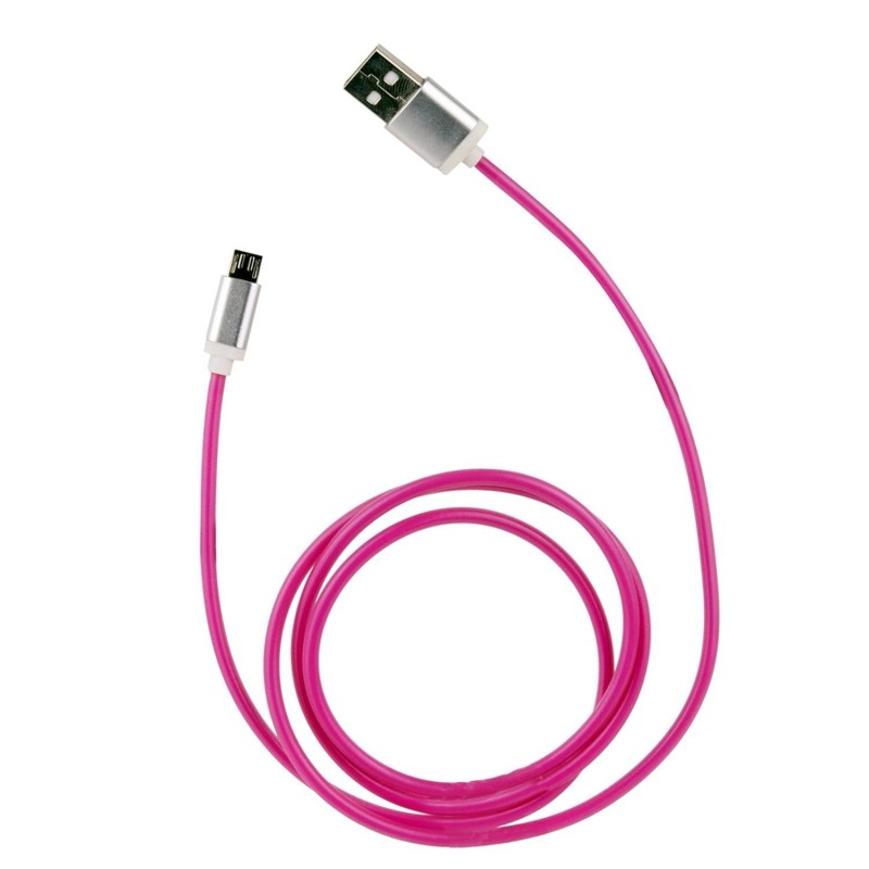 Cable micro USB 2.0 universel - Phosphorescent - 1 m - Rose
