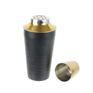 Shaker martelé inox - 50 cl - Noir et doré
