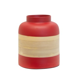 Vase en bambou Wax - Diam. 18 x H. 22 cm - Rouge