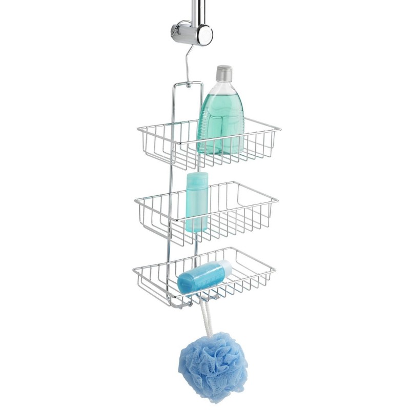 étagère Douche WENKO Etagère Douche Nivala, Avec 3 Niveaux, Etagère Douche à Suspendre Sans Perçage Grâce Au Large Crochet, Acier Chromé Poli, 22 X 50 X 13,5 Cm, Argenté Etagere Paroi De Douche