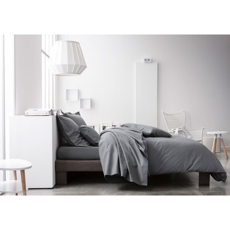 Housse de couette Canon de fusil - 100% coton 57 fils - 220 x 240 cm - Gris foncé