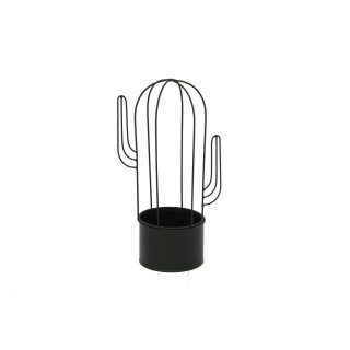 Cache pot en métal Cactus - H. 34 cm - Noir