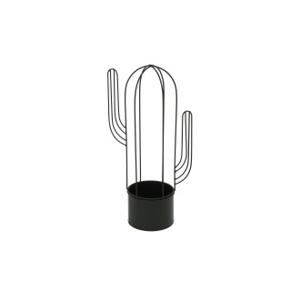 Cache pot en métal Cactus - H. 44 cm - Noir