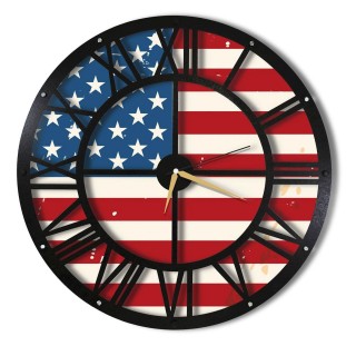 Horloge murale en métal Wall USA - Diam. 50 cm - Noir
