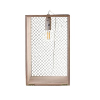 Lampe à poser avec cadre en bois Louise - H. L. 18 cm - Blanc