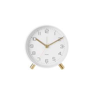 Horloge réveil en métal Lofty - Diam. 11 cm - Blanc