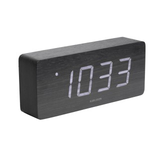 Horloge réveil en bois Square - H. 9 cm - Noir