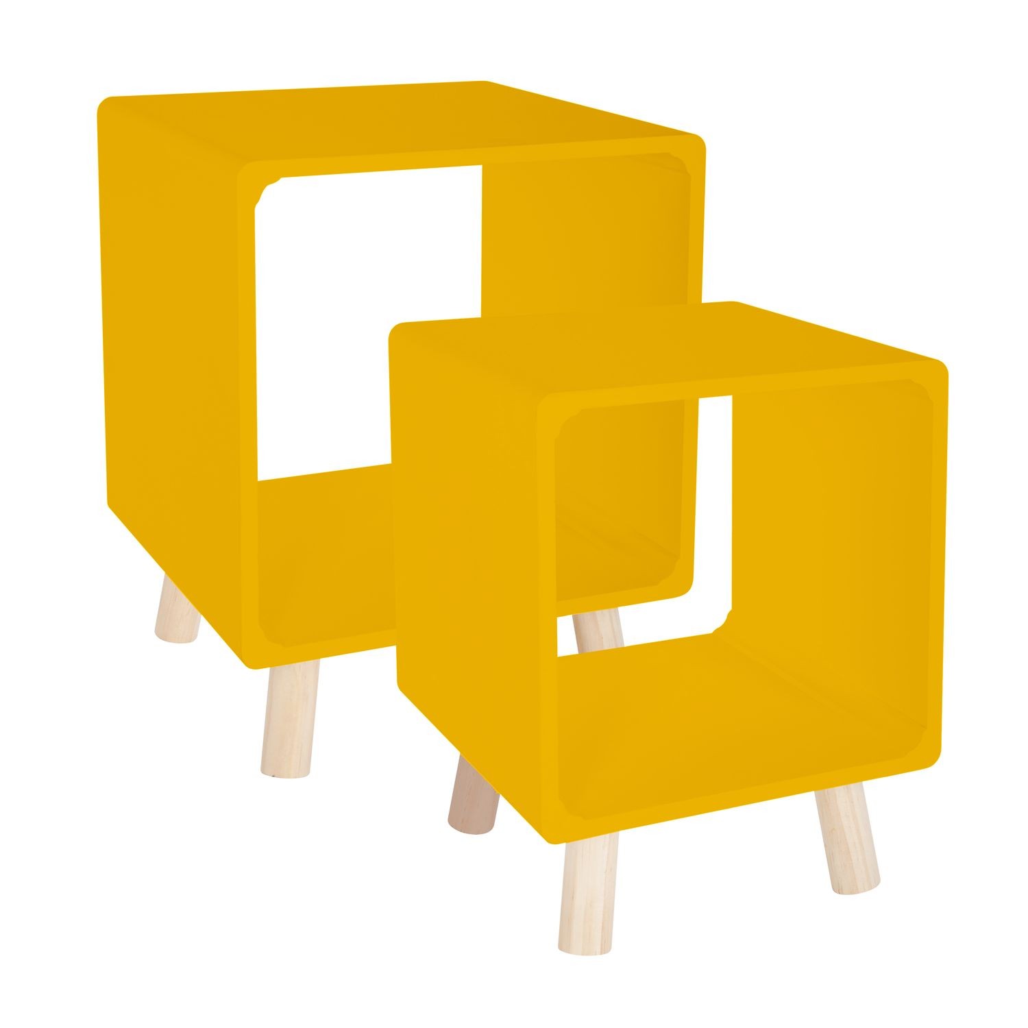 2 Tables de chevet Moderne L. 35 x l. 35 cm Jaune 2 Tables de chevet Moderne L. 35 x l. 35 cm Jaune