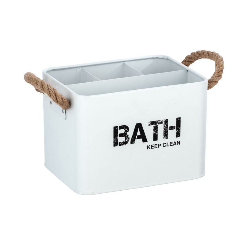 Boîte de rangement compartimentée salle de bain Gara - L. 19 x H. 12 cm - Blanc