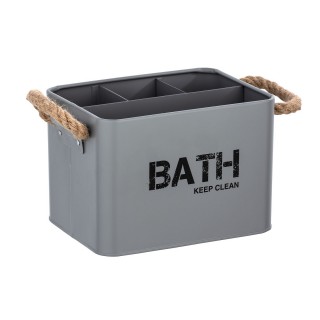 Boîte de rangement compartimentée salle de bain Gara - L. 19 x H. 12 cm - Gris