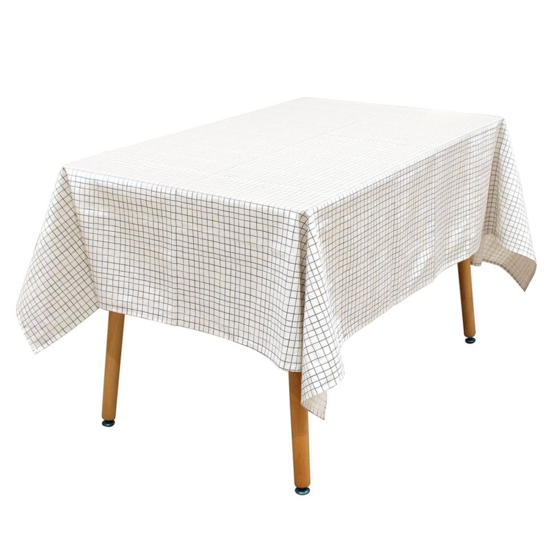 Nappe rectangulaire quadrillage vintage Little Market - L. 240 x l. 140 cm - Blanc