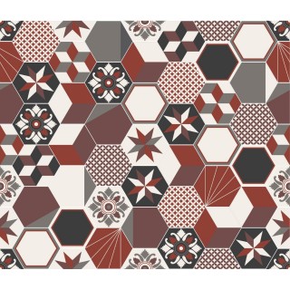 Crédence adhésive carreaux en aluminium Exa - L. 70 x l. 60 cm - Rouge